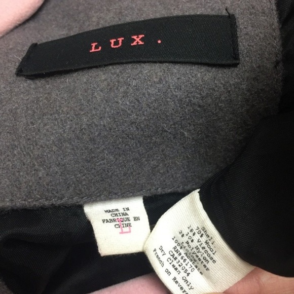 Lux Black Gray Wool Blend Button Peacoat Jacket L - Picture 6 of 8